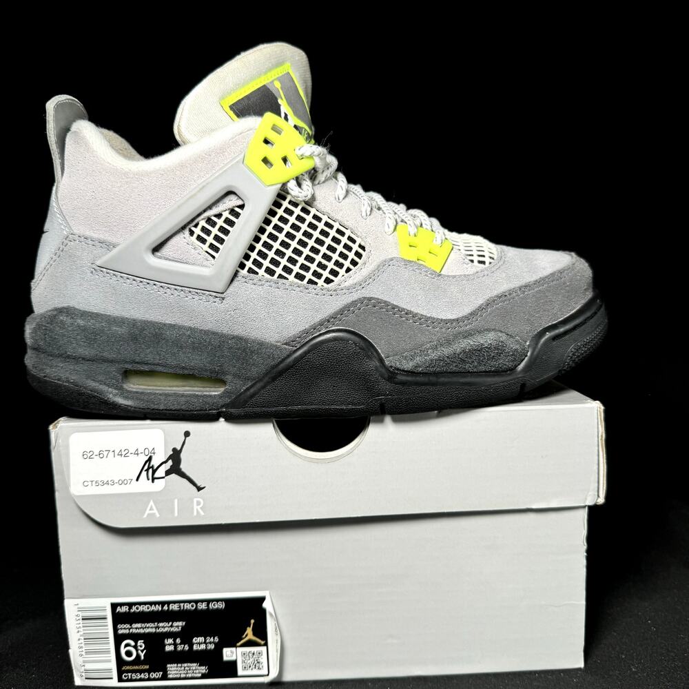 Size 6.5 - Nike Air Jordan 4 Retro SE GS Neon 95 2020 Shoes